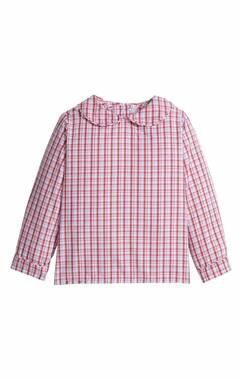 NEW LITTLE ENGLISH kid's hartford plaid peter pan shirt in red